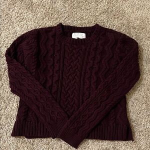 Kendall + Kylie burgundy cableknit sweater.